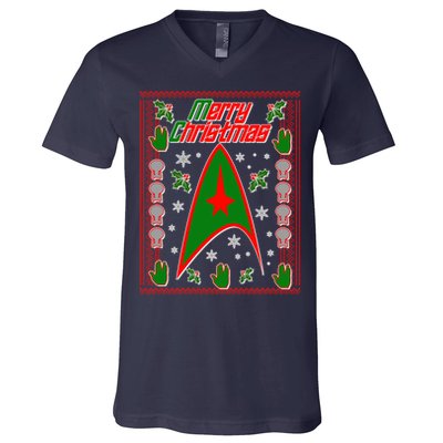 Merry Starfleet Christmas Ugly Sweater V-Neck T-Shirt