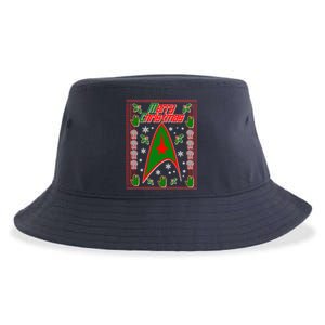 Merry Starfleet Christmas Ugly Sweater Sustainable Bucket Hat