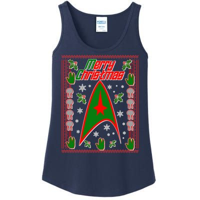 Merry Starfleet Christmas Ugly Sweater Ladies Essential Tank