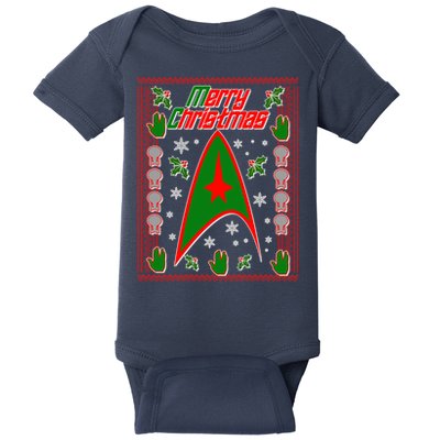 Merry Starfleet Christmas Ugly Sweater Baby Bodysuit