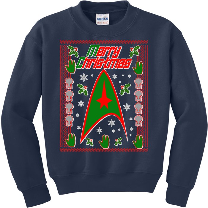 Merry Starfleet Christmas Ugly Sweater Kids Sweatshirt