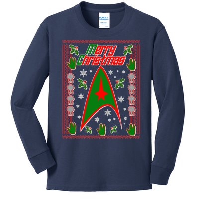 Merry Starfleet Christmas Ugly Sweater Kids Long Sleeve Shirt