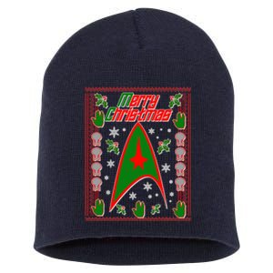 Merry Starfleet Christmas Ugly Sweater Short Acrylic Beanie