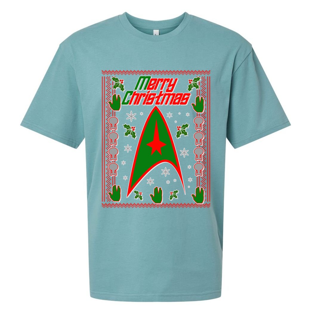 Merry Starfleet Christmas Ugly Sweater Sueded Cloud Jersey T-Shirt