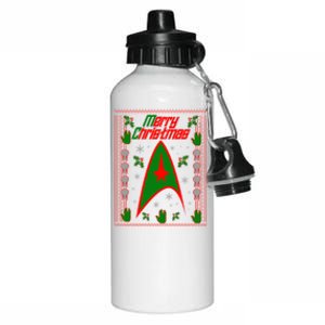 Merry Starfleet Christmas Ugly Sweater Aluminum Water Bottle