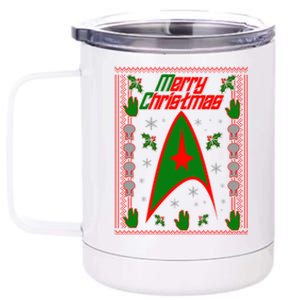 Merry Starfleet Christmas Ugly Sweater 12 oz Stainless Steel Tumbler Cup