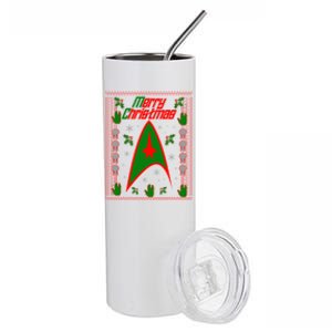 Merry Starfleet Christmas Ugly Sweater Stainless Steel Tumbler