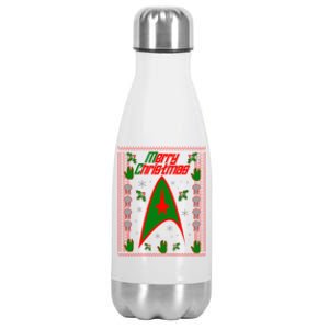 Merry Starfleet Christmas Ugly Sweater Stainless Steel Insulated Water Bottle