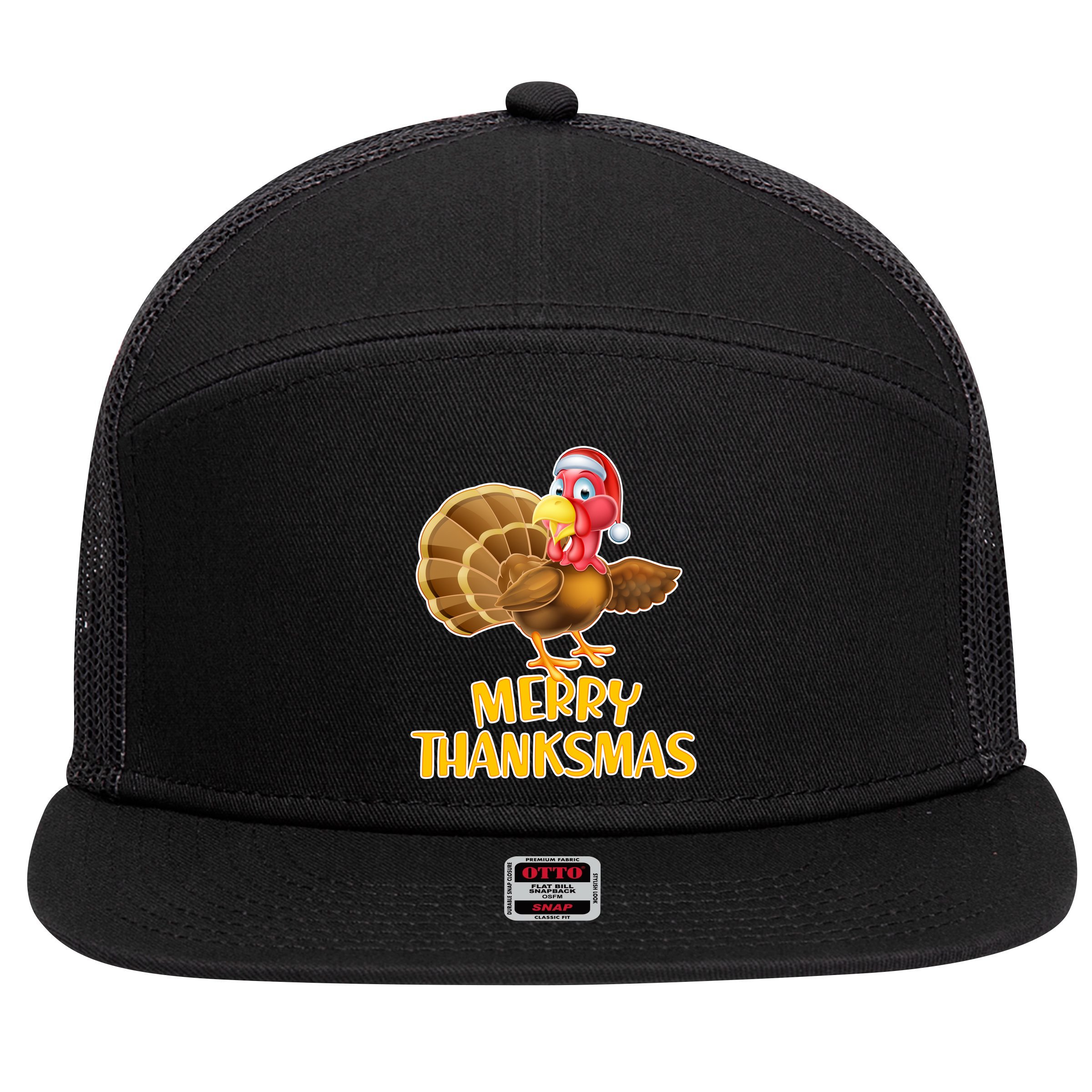 Merry Thanksmas Turkey 7 Panel Mesh Trucker Snapback Hat