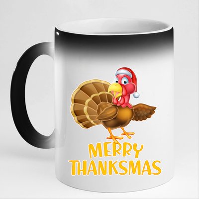 Merry Thanksmas Turkey 11oz Black Color Changing Mug