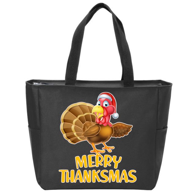 Merry Thanksmas Turkey Zip Tote Bag