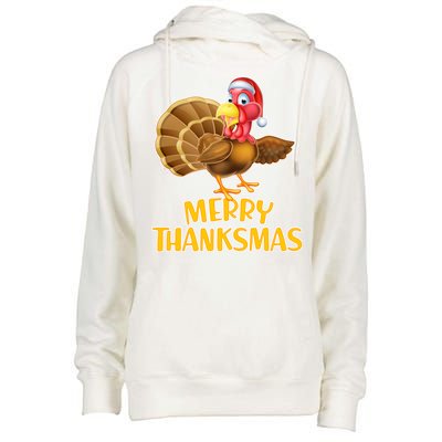 Merry Thanksmas Turkey Womens Funnel Neck Pullover Hood