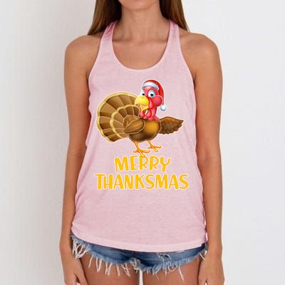 Merry Thanksmas Turkey Women's Knotted Racerback Tank