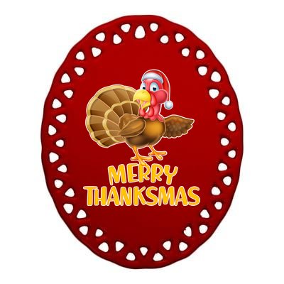 Merry Thanksmas Turkey Ceramic Oval Ornament