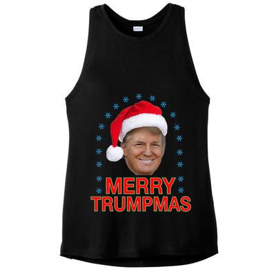 Merry Trumpmas Trump Christmas Ladies PosiCharge Tri-Blend Wicking Tank