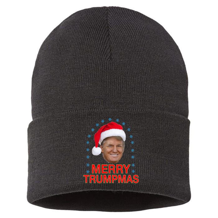 Merry Trumpmas Trump Christmas Sustainable Knit Beanie