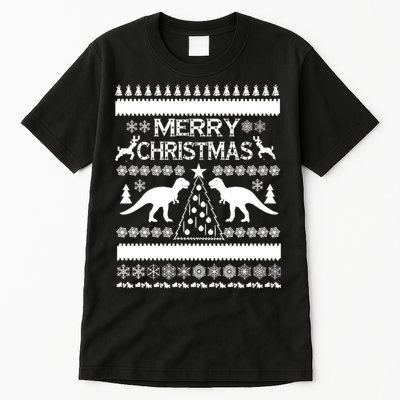 Merry Ugly Christmas T-Rex Sweater Tall T-Shirt