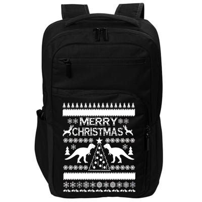 Merry Ugly Christmas T-Rex Sweater Impact Tech Backpack