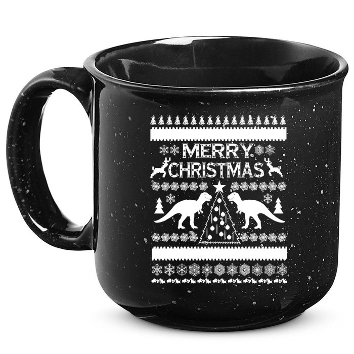 Merry Ugly Christmas T-Rex Sweater 15oz Campfire Ceramic Mug