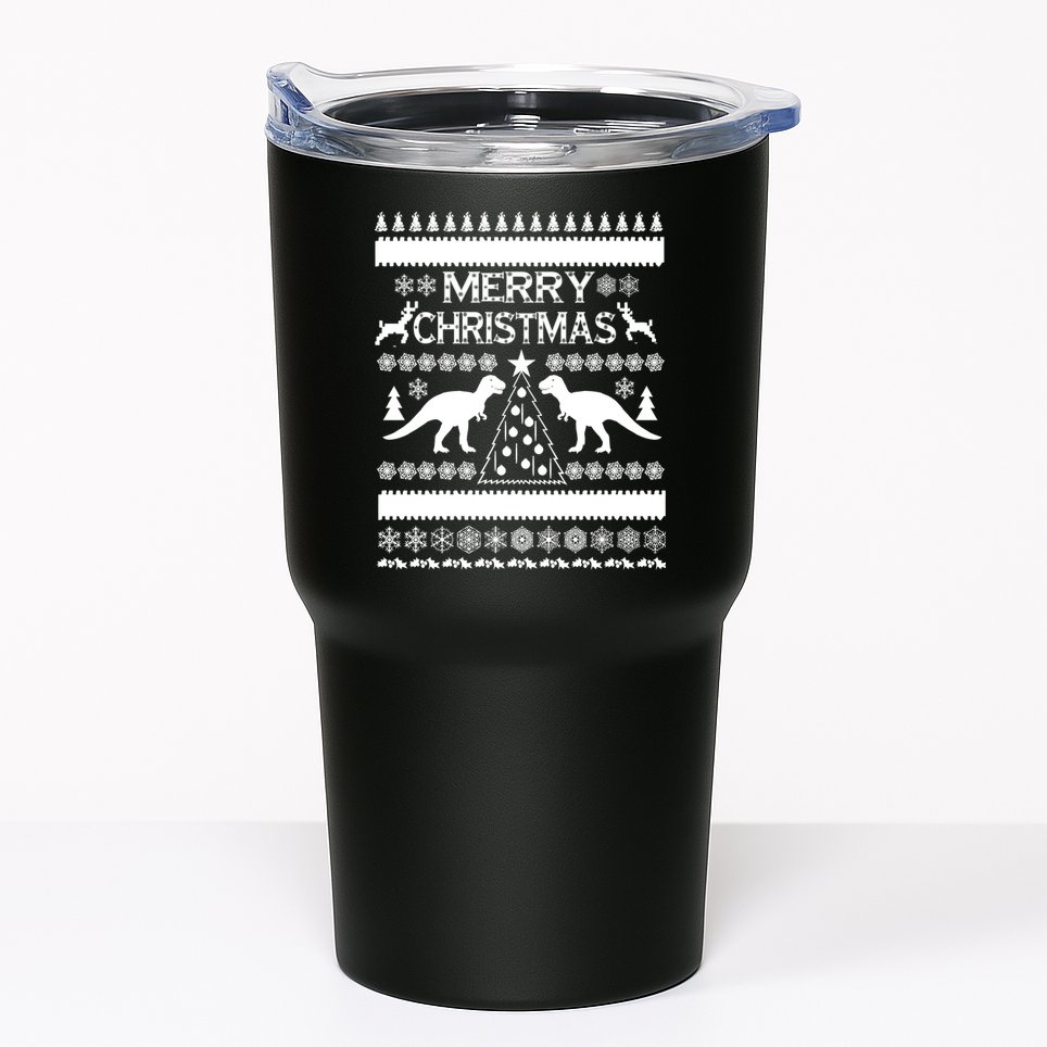 Merry Ugly Christmas T-Rex Sweater Tumbler
