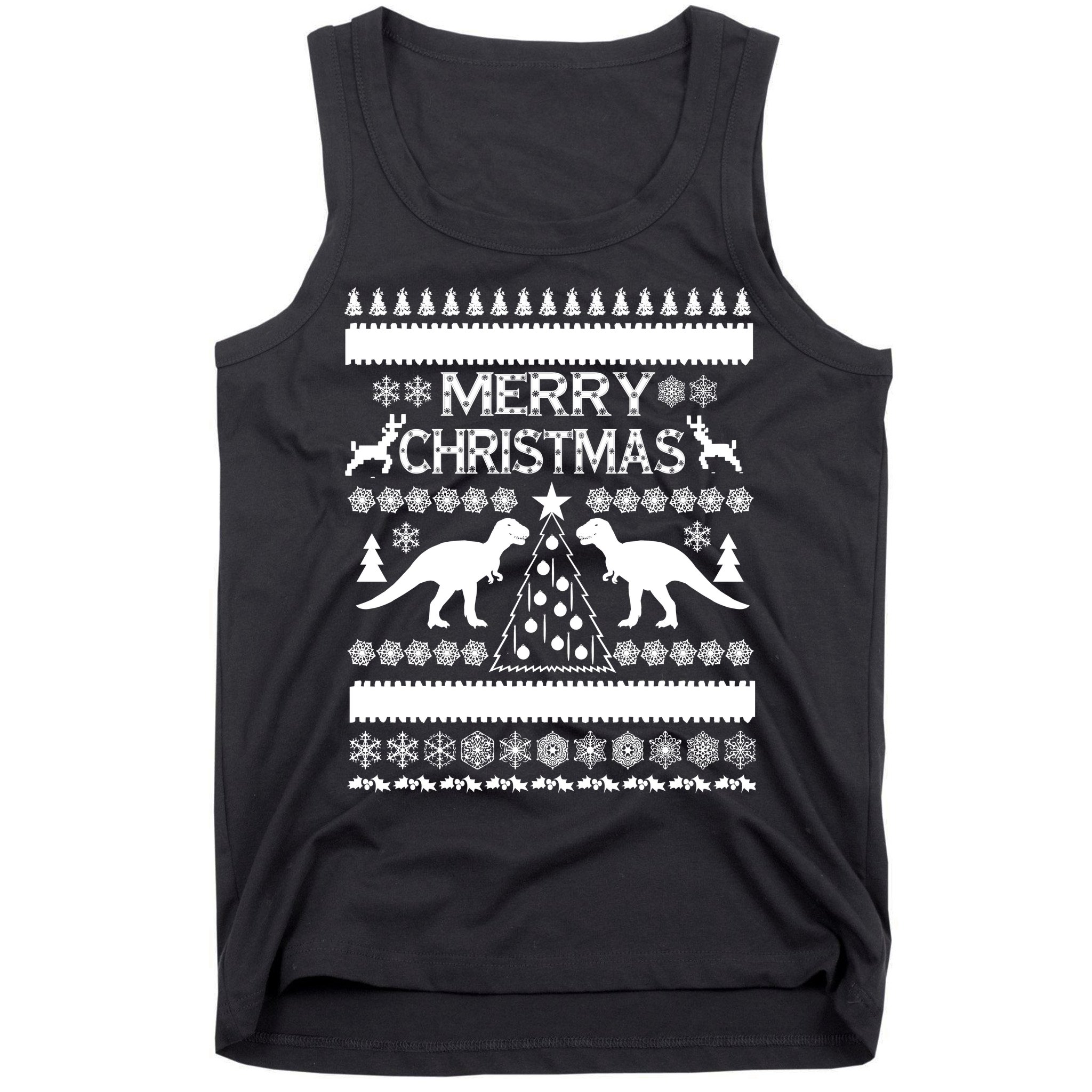 Merry Ugly Christmas T-Rex Sweater Tank Top