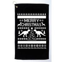 Merry Ugly Christmas T-Rex Sweater Golf Towel