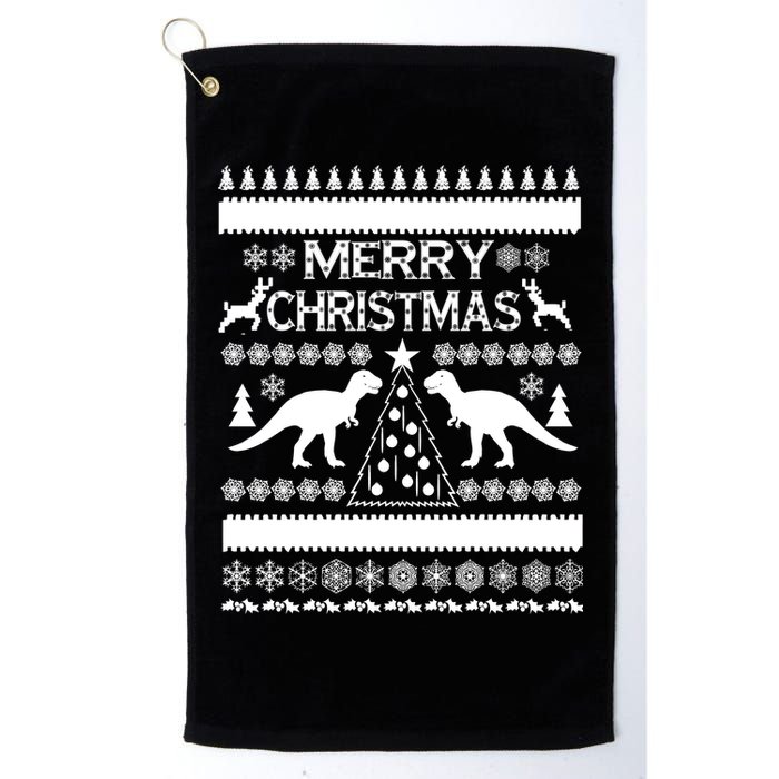 Merry Ugly Christmas T-Rex Sweater Golf Towel