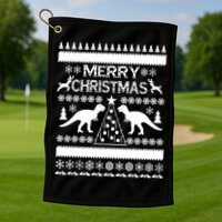 Merry Ugly Christmas T-Rex Sweater Golf Towel