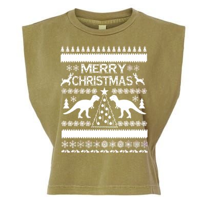 Merry Ugly Christmas T-Rex Sweater Garment-Dyed Women's Muscle Tee