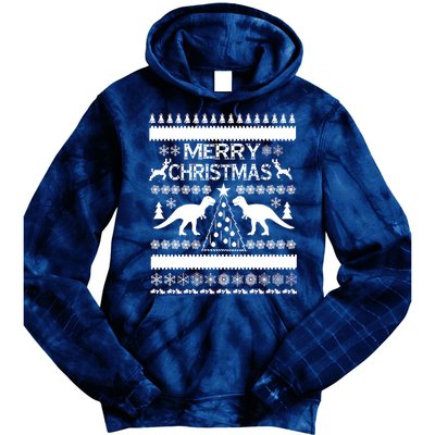 Merry Ugly Christmas T-Rex Sweater Tie Dye Hoodie