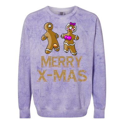 Merry X-Mas Funny Gingerbread Couple Colorblast Crewneck Sweatshirt