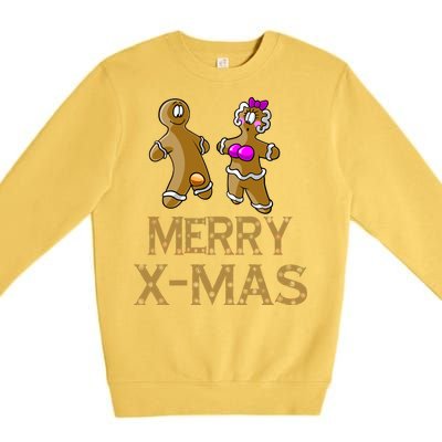 Merry X-Mas Funny Gingerbread Couple Premium Crewneck Sweatshirt