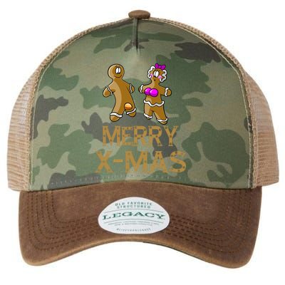 Merry X-Mas Funny Gingerbread Couple Legacy Tie Dye Trucker Hat