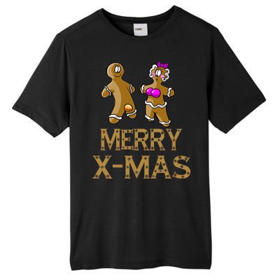 Merry X-Mas Funny Gingerbread Couple Tall Fusion ChromaSoft Performance T-Shirt