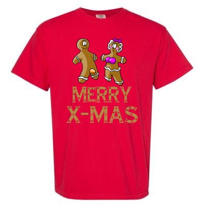 Merry X-Mas Funny Gingerbread Couple Garment-Dyed Heavyweight T-Shirt