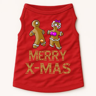 Merry X-Mas Funny Gingerbread Couple Doggie Tank