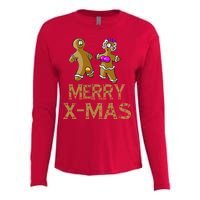 Merry X-Mas Funny Gingerbread Couple Womens Cotton Relaxed Long Sleeve T-Shirt