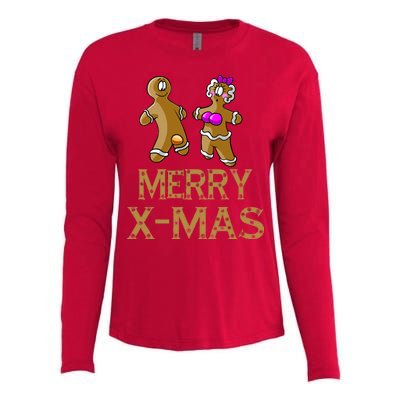 Merry X-Mas Funny Gingerbread Couple Womens Cotton Relaxed Long Sleeve T-Shirt