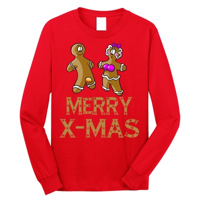 Merry X-Mas Funny Gingerbread Couple Long Sleeve Shirt