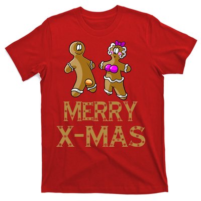 Merry X-Mas Funny Gingerbread Couple T-Shirt