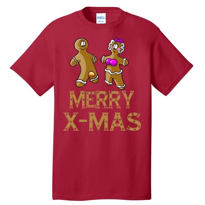 Merry X-Mas Funny Gingerbread Couple Tall T-Shirt