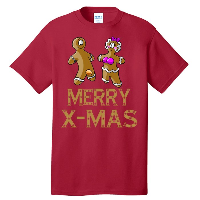 Merry X-Mas Funny Gingerbread Couple Tall T-Shirt