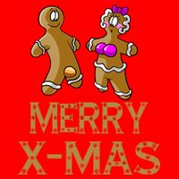 Merry X-Mas Funny Gingerbread Couple Button