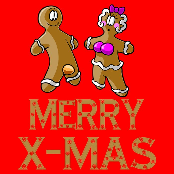 Merry X-Mas Funny Gingerbread Couple Button