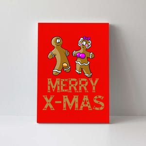 Merry X-Mas Funny Gingerbread Couple Canvas