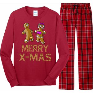 Merry X-Mas Funny Gingerbread Couple Long Sleeve Pajama Set