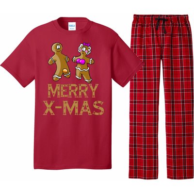 Merry X-Mas Funny Gingerbread Couple Pajama Set