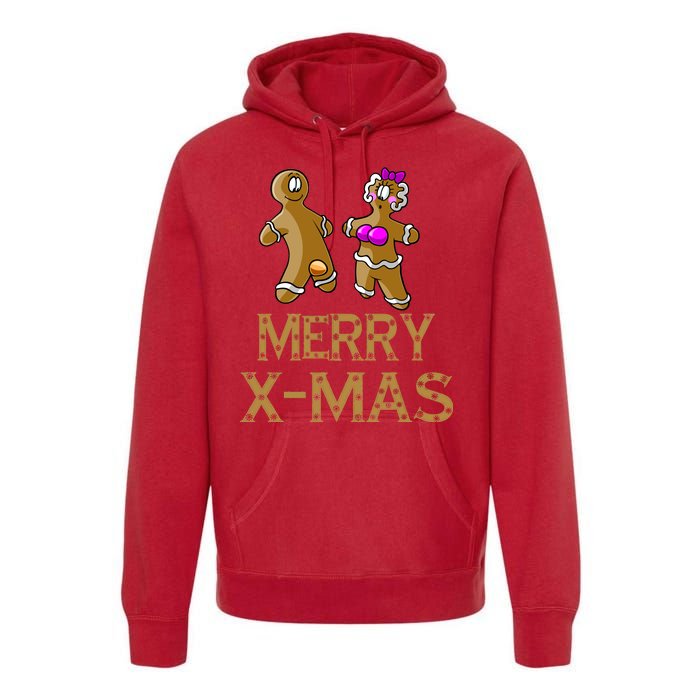 Merry X-Mas Funny Gingerbread Couple Premium Hoodie