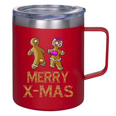 Merry X-Mas Funny Gingerbread Couple 12oz Stainless Steel Coffee Mug