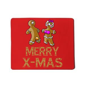 Merry X-Mas Funny Gingerbread Couple Mousepad